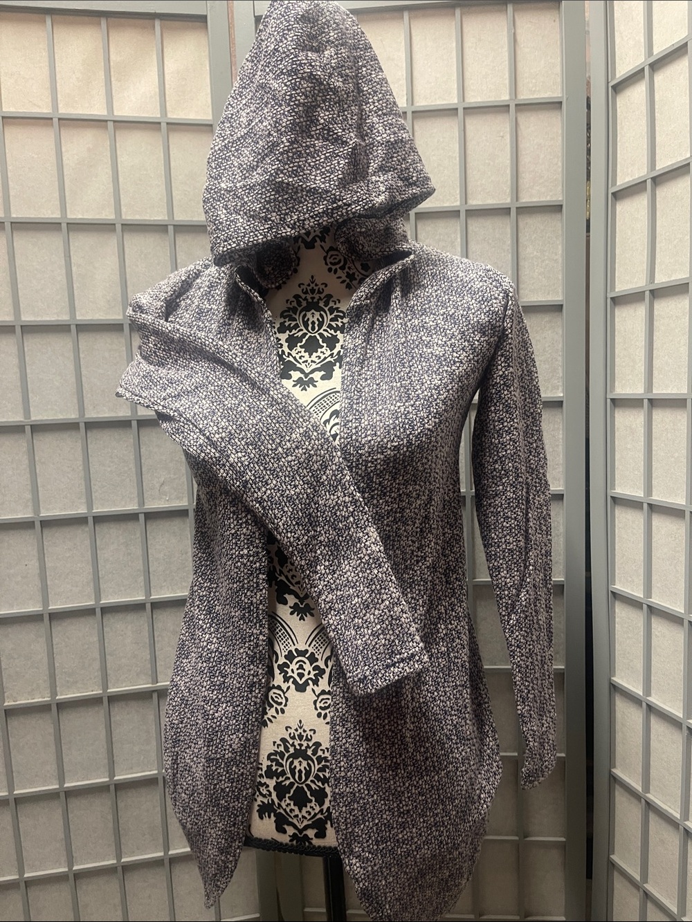 Cozy Hooded Open Cardigan - Heathered Gray Pure + good XS